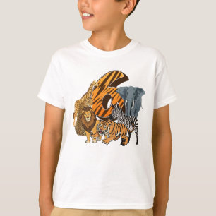 T-shirt Anniversaire 6 ans Lion, Tigre, Éléphant, Zèbre En