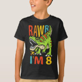 T-shirt Anniversaire 8 ans Dinosaure T Rex Rawr J'ai 8 ans (Devant)