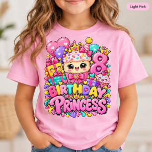T-shirt Anniversaire 8 ans Princesse Gâteau Mignon et Doui