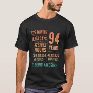 T-shirt Anniversaire 94 ans Hommes Femmes Drôle 94 Ans