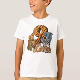 T-shirt Anniversaire 9 ans Lion, Tigre, Éléphant, Zèbre