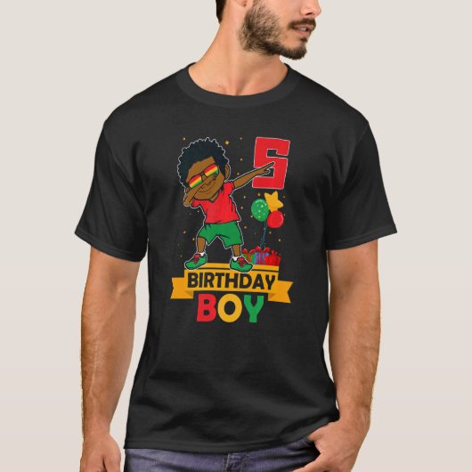 T-shirt Anniversaire African American Boy 5e anniversaire (Devant)