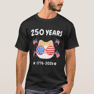 T-shirt Anniversaire Amérique 1776-2026 Mignon Chat Patrio