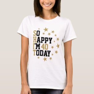 T-shirt Anniversaire Amusant Étoiles Noires Et Dorées Âge