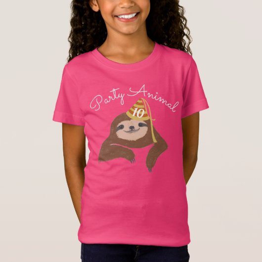 T-Shirt Anniversaire animal de partie Sloth Custom (Devant)