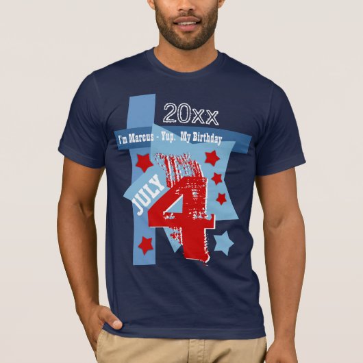 T-shirt ANNIVERSAIRE année faite sur commande BLEUE (Devant)