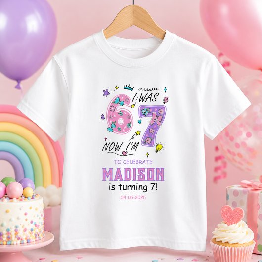 T-shirt Anniversaire arc-en-ciel 7 ans | J'avais 6 ans, ma