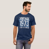 T-shirt Anniversaire bleu et blanc Ver3 G202 du cru 1973 - (Devant entier)