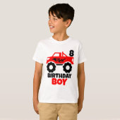 T-shirt Anniversaire Boy Red Monster Camion avec l'âge (Devant entier)