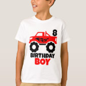 T-shirt Anniversaire Boy Red Monster Camion avec l'âge (Devant)