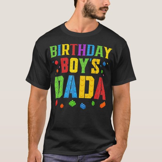 T-shirt Anniversaire Boy's Dada Blocks Master Builder Bric (Devant)