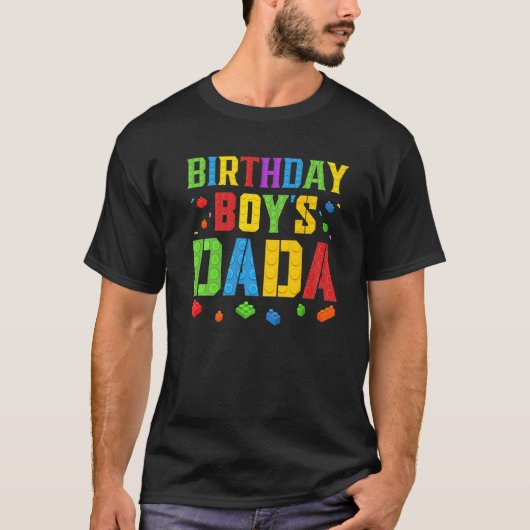 T-shirt Anniversaire Boy's Dada Blocks Master Builder Bric (Devant)