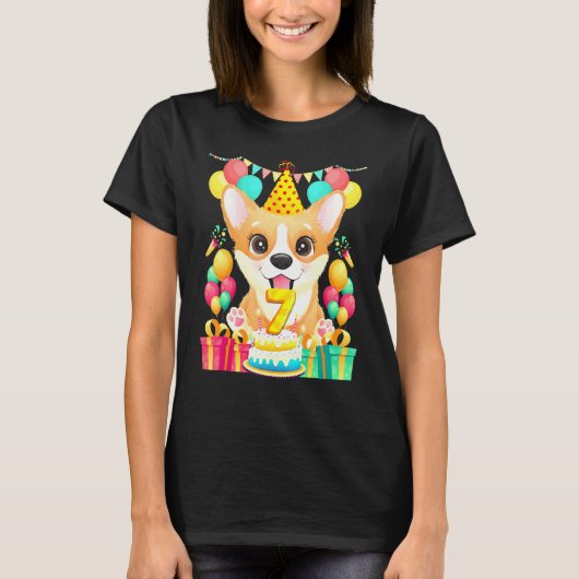 T-shirt Anniversaire Corgi 7ème 7 Ans (Devant)