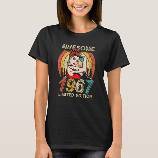 T-shirt Anniversaire De 55 Ans Pour Les Femmes 1967 (Devant)