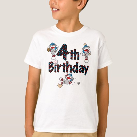 T-shirt Anniversaire de base-ball de singe de chaussette (Devant)