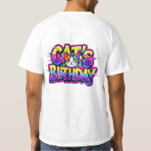 T-shirt Anniversaire de chat Arc-en-ciel Glitch (Dos)