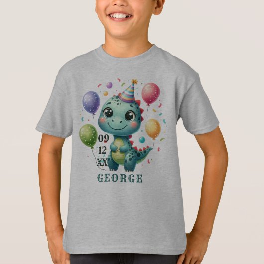 T-shirt Anniversaire de dinosaure mignon (Devant)