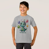 T-shirt Anniversaire de dinosaure mignon (Devant entier)