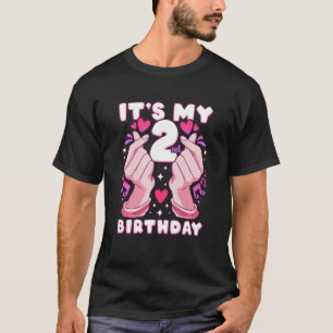 T-shirt Anniversaire de enfant 2 ans, coeur K-pop doigt, S
