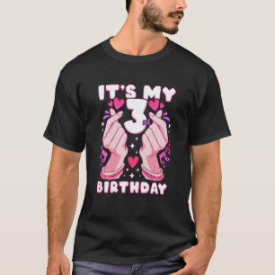 T-shirt Anniversaire de enfant 3 ans, coeur K-pop doigt, S