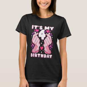 T-shirt Anniversaire de enfant 4 ans K pop finger heart Sa