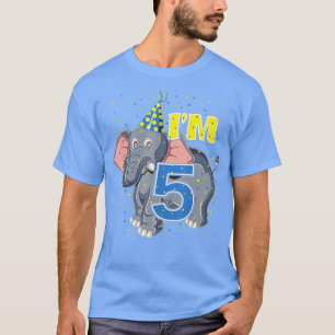 T-shirt Anniversaire de enfant Elephant 5 année Old Zoo 5e
