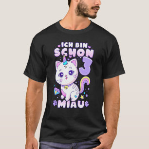 T-shirt Anniversaire de enfant fille 3 ans chat licorne en