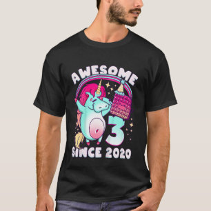 T-shirt Anniversaire de enfant fille 3 ans, né 2020, Unico