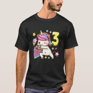 T-shirt Anniversaire de enfant fille 3 ans, Unicorne, Pop