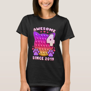 T-shirt Anniversaire de enfant fille 4 ans Awesome depuis
