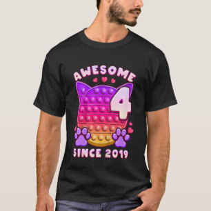 T-shirt Anniversaire de enfant fille 4 ans Awesome depuis