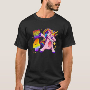 T-shirt Anniversaire de enfant fille 4 ans, Unicorne, Pop