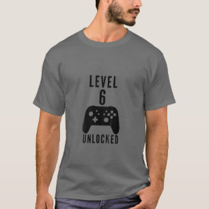 T-shirt Anniversaire de enfant Gamer Niveau 6 Déverrouillé