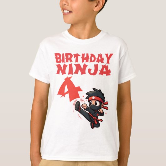 T-shirt Anniversaire de enfant Ninja - 4 ans (Devant)
