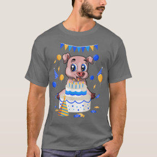 T-shirt Anniversaire de enfant Party Cake Cute Piglet Farm