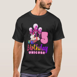 T-shirt Anniversaire de enfant Unicorn 5 Fille 5 Année Ann