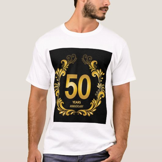 T-shirt Anniversaire de la Parties scintillant d'or de 50 (Devant)