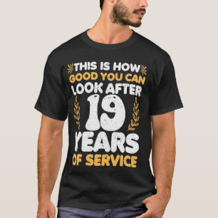T-shirt anniversaire de service Hommes Femmes 19 ans de tr