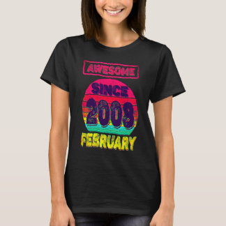 T-shirt Anniversaire des 14 ans Né en février 2008 Adolesc