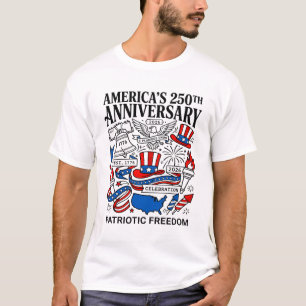 T-shirt Anniversaire des 250 ans de l'Amérique Liberté pat
