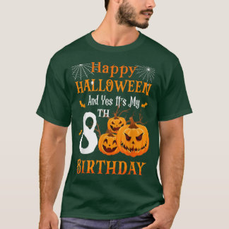 T-shirt Anniversaire d'Halloween 8 ans 8ème Citrouille de
