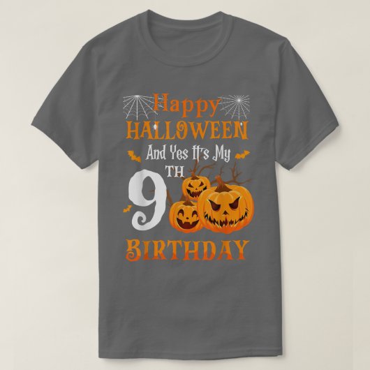 T-shirt Anniversaire d'Halloween 9 ans 9e Citrouille de fê (Design devant)