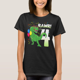 T-shirt Anniversaire Dinosaur Rex Rawr Im 4 Ans Garçons