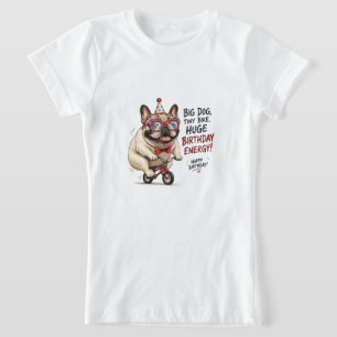 T-Shirt Anniversaire drôle de Bulldog français à vélo