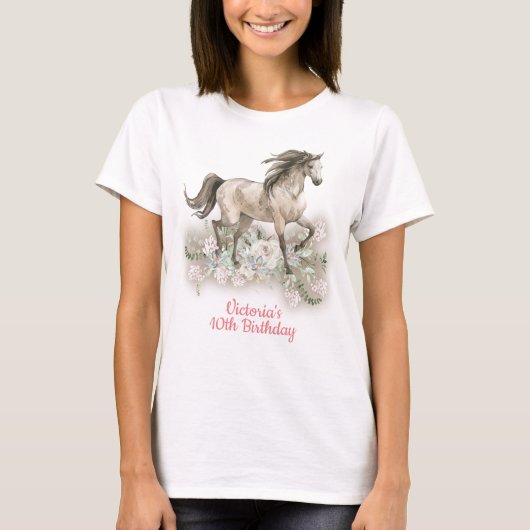 T-shirt Anniversaire du Cheval de Trotting Watercolo (Devant)