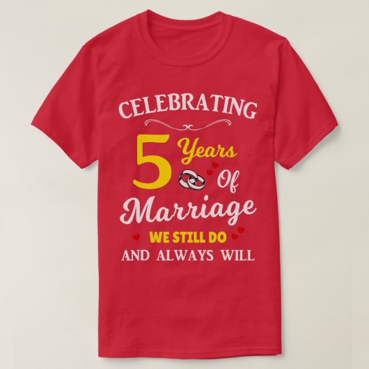 T-shirt Anniversaire du Mariage de la 5e année (Design devant)