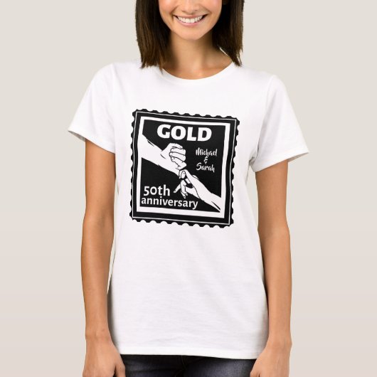 T-shirt Anniversaire du mariage d'or tenant la main 50e (Devant)