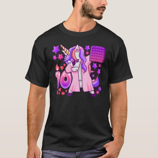 T-shirt Anniversaire fille 10 ans, Unicorne, Pop It, Numbe (Devant)