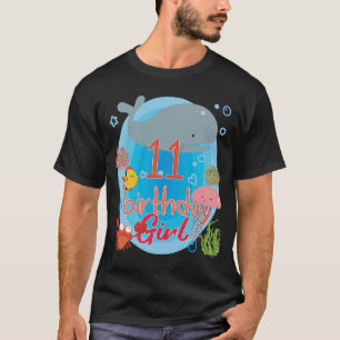 T-shirt Anniversaire Fille 11 ans Vieux Mer Animaux Famill