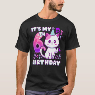 T-shirt Anniversaire fille 6 ans, chaton K-pop avec finge